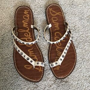 White studded sandals